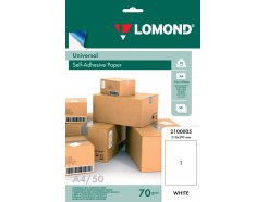 Наклейки универсальные 210*297 мм, цвет: белый, 1 этикетка на листе, 50 листов, Lomond 2100005