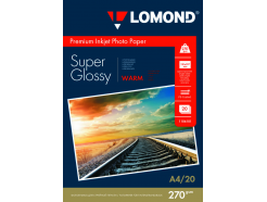 Фотобумага Super Glossy А4, 270г/м2, 20л, 1-сторонняя для струйной печати, Lomond 1106101