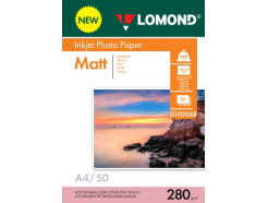 Фотобумага матовая А4, 280г/м2, 50л, 1-сторонняя для струйной печати, Lomond 0102058