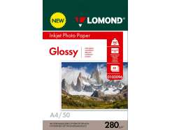 Фотобумага глянцевая А4, 280г/м2, 50 листов, 1-сторонняя для струйной печати, Lomond 0102096