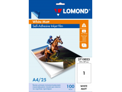 Самоклеющаяся полипропиленовая пленка для струйной печати белая матовая, А4, 25 листов, Lomond 2710023