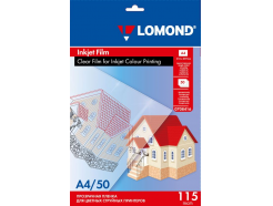 Пленка для струйной печати прозрачная глянцевая (PET), А4, 115мкм, 50 листов, Lomond 0708416