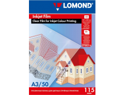 Пленка для струйной печати прозрачная глянцевая (PET), А3, 115мкм, 50 листов, Lomond 0708316