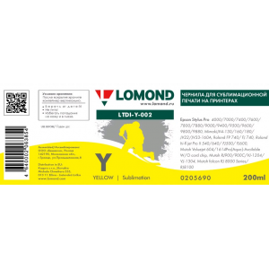 Сублимационные чернила LTDI-002Y, 200мл, Yellow, Lomond 0205690
