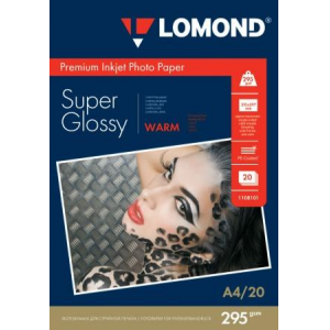 Фотобумага Super Glossy А4, 295г/м2, 20л, 1-сторонняя для струйной печати, Lomond 1108101