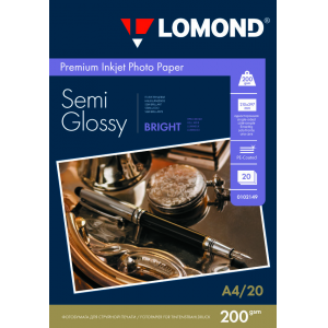 Фотобумага Semi Glossy А4, 200г/м2, 20л, 1-сторонняя для струйной печати, Lomond 1102149