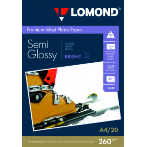 Фотобумага Semi Glossy А4, 260г/м2, 20л, 1-сторонняя для струйной печати, Lomond 1103301