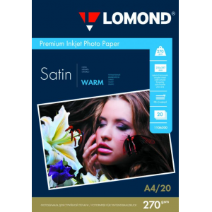 Фотобумага Satin Warm А4, 270г/м2, 20л, 1-стороняя для струйной печати, Lomond 1106200