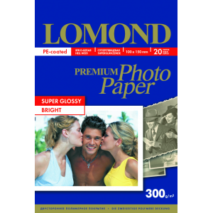 Фотобумага Super Glossy А6, 300г/м2, 20л, 1-сторонняя для струйной печати, Lomond 1106101