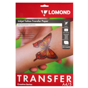 Бумага для нанесения временных татуировок Tattoo Transfer, А4, 5 листов, Lomond 2010450