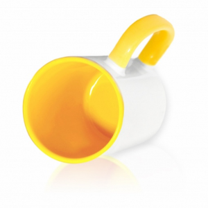 Кружка цветная для сублимации, Желтая внутри и цветная ручка (D=8,2см; H=9,5см)