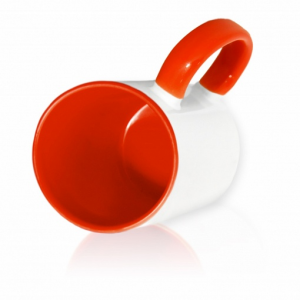 Кружка цветная для сублимации, Красная внутри и цветная ручка (D=8,2см; H=9,5см)