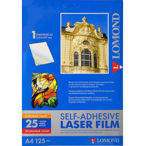 Самоклеющаяся пленка для лазерной печати прозрачная матовая, А4, 125 мкм, 25 листов, Lomond 28100030