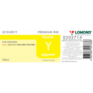 Чернила в бутылке LE10-001Y для принтеров Epson, 100мл, Yellow, Lomond 0205714