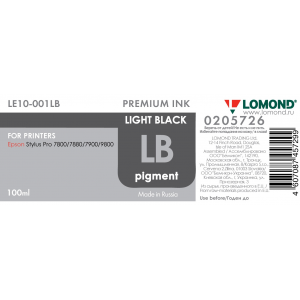Чернила в бутылке LE10-001LB для принтеров Epson, 100мл, Light Black, Lomond 0205726