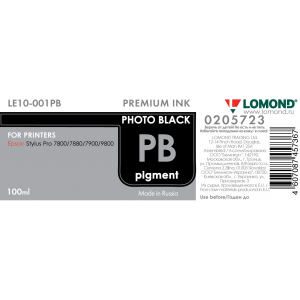Чернила в бутылке LE10-001PB для принтеров Epson, 100мл, Photo Black, Lomond 0205723