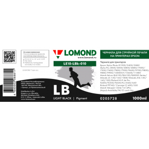 Чернила в бутылке LE10-010LB для принтеров Epson, 1л, Light Black, Lomond 0205728