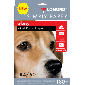 Фотобумага глянцевая А4, 180г/м2, 50л, 1-сторонняя для струйной печати, Simply Paper, Lomond 0102169
