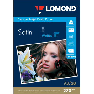 Фотобумага атласная Satin Warm для струйной печати, А3, 270г/м2, 20 листов, Lomond 1104103