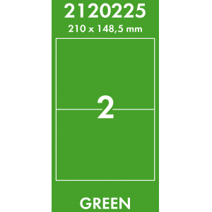 Наклейки цветные 210*148,5 мм, цвет: зеленый, 2 этикетки на листе, 50 листов, Lomond 2120225