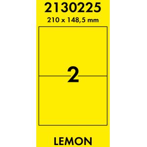 Наклейки цветные 210*148,5 мм, цвет: желтый, 2 этикетки на листе, 50 листов, Lomond 2130225