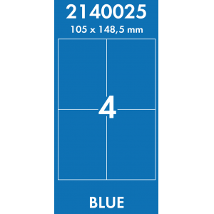 Наклейки цветные 105*148,5 мм, цвет: голубой, 4 этикетки на листе, 50 листов, Lomond 2140025