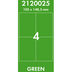 Наклейки цветные 105*148,5 мм, цвет: зеленый, 4 этикетки на листе, 50 листов, Lomond 2120025