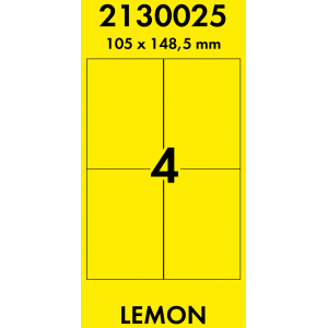 Наклейки цветные 105*148,5 мм, цвет: желтый, 4 этикетки на листе, 50 листов, Lomond 2130025
