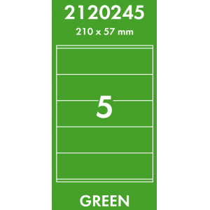 Наклейки цветные 210*57 мм, цвет: зеленый, 5 этикеток на листе, 50 листов, Lomond 2120245