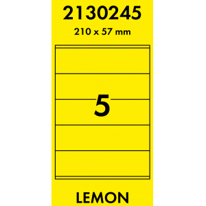 Наклейки цветные 210*57 мм, цвет: желтый, 5 этикеток на листе, 50 листов, Lomond 2130245