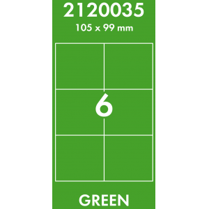 Наклейки цветные 105*99 мм, цвет: зеленый, 6 этикеток на листе, 50 листов, Lomond 2120035