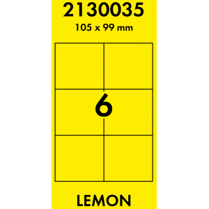 Наклейки цветные 105*99 мм, цвет: желтый, 6 этикеток на листе, 50 листов, Lomond 2130035