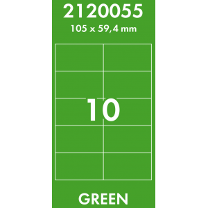 Наклейки цветные 105*59,4 мм, цвет: зеленый, 10 этикеток на листе, 50 листов, Lomond 2120055