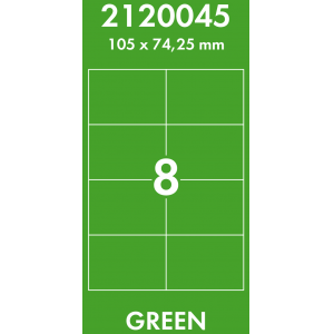 Наклейки цветные 105*74,3 мм, цвет: зеленый, 8 этикеток на листе, 50 листов, Lomond 2120045