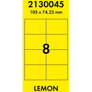 Наклейки цветные 105*74,3 мм, цвет: желтый, 8 этикеток на листе, 50 листов, Lomond 2130045