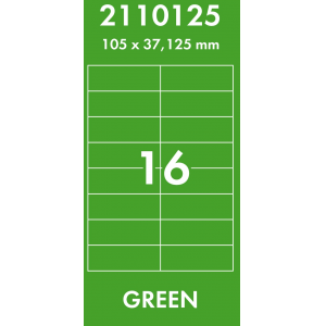 Наклейки цветные 105*37 мм, цвет: зеленый, 16 этикеток на листе, 50 листов, Lomond 2120125