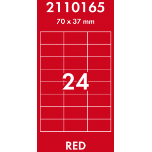 Наклейки цветные 70*37 мм, цвет: красный, 24 этикетки на листе, 50 листов, Lomond 2110165