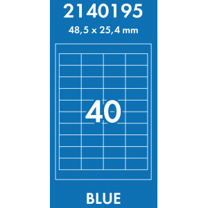 Наклейки цветные 48,5*25,4 мм, цвет: голубой, 40 этикеток на листе, 50 листов, Lomond 2140195