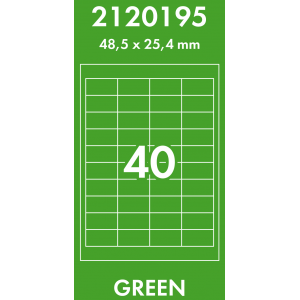 Наклейки цветные 48,5*25,4 мм, цвет: зеленый, 40 этикеток на листе, 50 листов, Lomond 2120195
