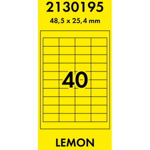 Наклейки цветные 48,5*25,4 мм, цвет: желтый, 40 этикеток на листе, 50 листов, Lomond 2130195