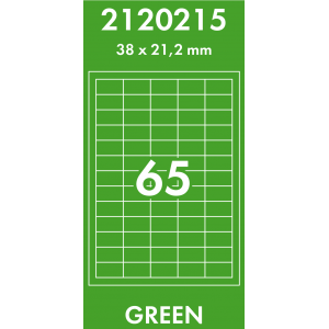 Наклейки цветные 38*21,2 мм, цвет: зеленый, 65 этикеток на листе, 50 листов, Lomond 2120215