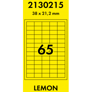 Наклейки цветные 38*21,2 мм, цвет: желтый, 65 этикеток на листе, 50 листов, Lomond 2130215