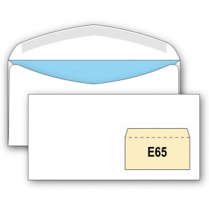 Конверт E65 (110*220 мм), белый, клеевой (100шт)