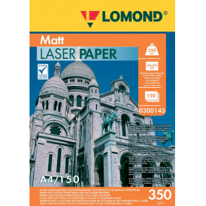 Матовая бумага для лазерной печати А4, 350г/м2, 150 листов, Lomond 0300143