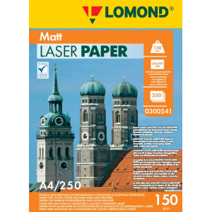 Матовая бумага для лазерной печати А4, 150г/м2, 250 листов, Lomond 0300541