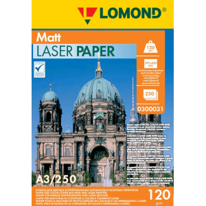 Матовая бумага для лазерной печати А3, 120г/м2, 250 листов, Lomond 0300031