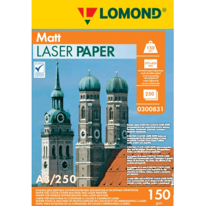 Матовая бумага для лазерной печати А3, 150г/м2, 250 листов, Lomond 0300831