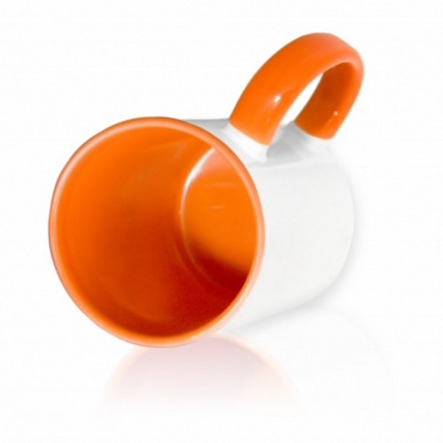 Кружка цветная для сублимации, Оранжевая внутри и цветная ручка (D=8.2см, H=9,5см)